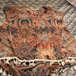 Collective concepts flowing feathers tribal top S